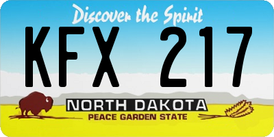 ND license plate KFX217