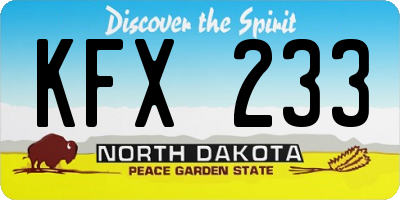 ND license plate KFX233