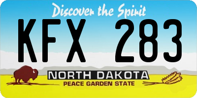 ND license plate KFX283