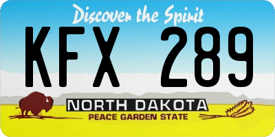 ND license plate KFX289
