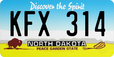 ND license plate KFX314