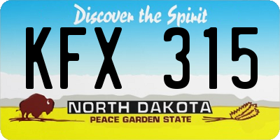 ND license plate KFX315