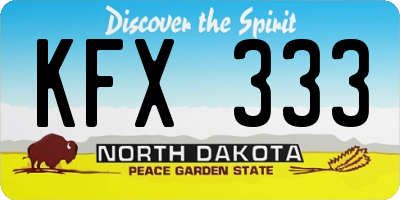 ND license plate KFX333