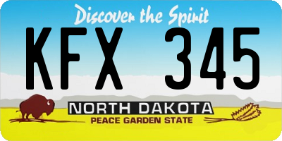 ND license plate KFX345