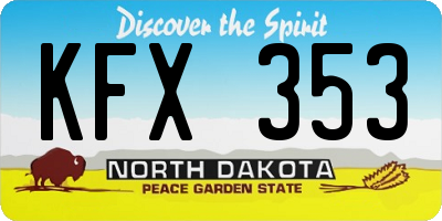 ND license plate KFX353