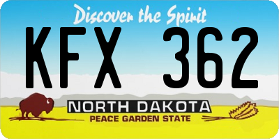 ND license plate KFX362