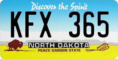 ND license plate KFX365