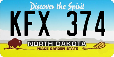 ND license plate KFX374