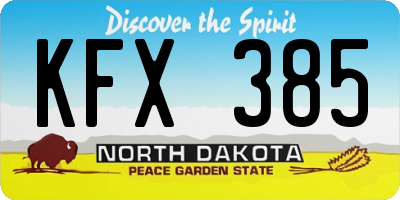 ND license plate KFX385