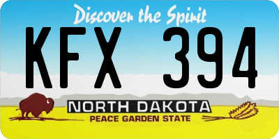 ND license plate KFX394