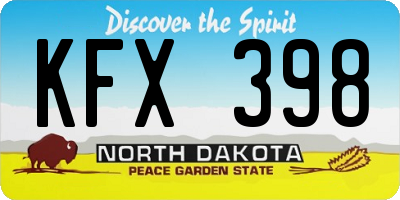 ND license plate KFX398