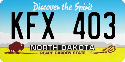 ND license plate KFX403