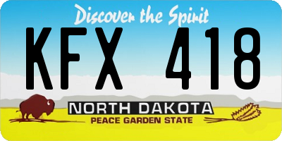 ND license plate KFX418