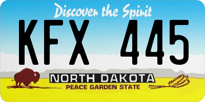 ND license plate KFX445