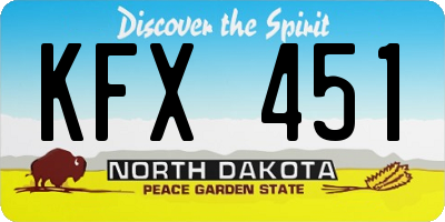 ND license plate KFX451