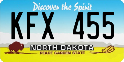 ND license plate KFX455
