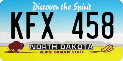 ND license plate KFX458