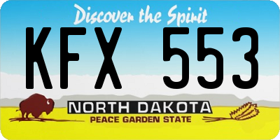 ND license plate KFX553