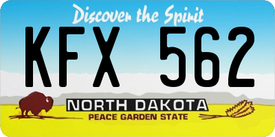 ND license plate KFX562