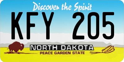 ND license plate KFY205