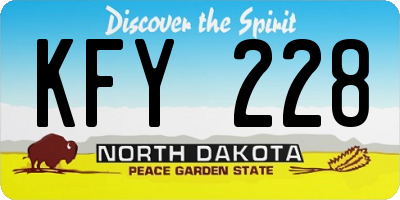 ND license plate KFY228