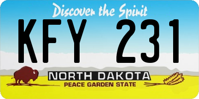 ND license plate KFY231