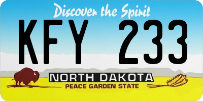 ND license plate KFY233