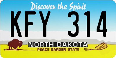 ND license plate KFY314