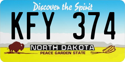 ND license plate KFY374