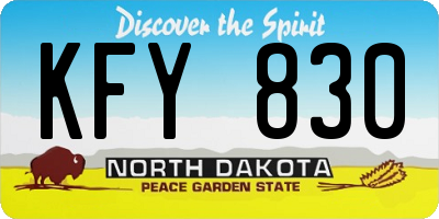 ND license plate KFY830