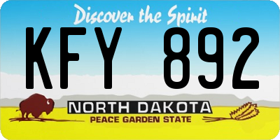 ND license plate KFY892