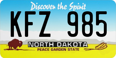 ND license plate KFZ985