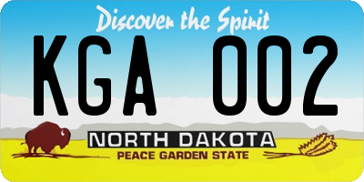ND license plate KGA002