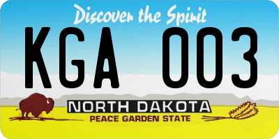 ND license plate KGA003