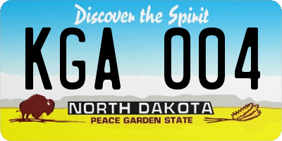 ND license plate KGA004