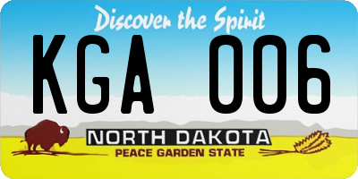 ND license plate KGA006