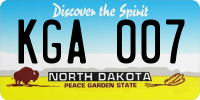 ND license plate KGA007