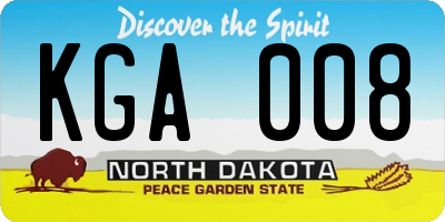 ND license plate KGA008