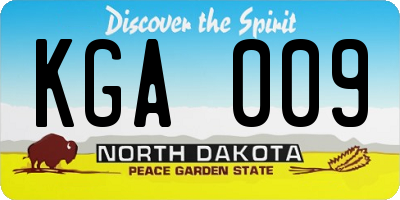 ND license plate KGA009