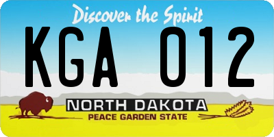 ND license plate KGA012