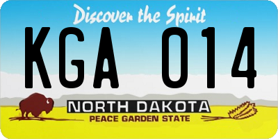 ND license plate KGA014