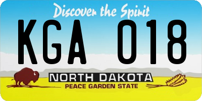 ND license plate KGA018