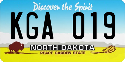 ND license plate KGA019