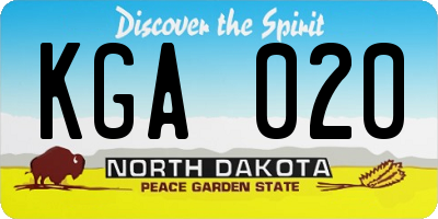 ND license plate KGA020