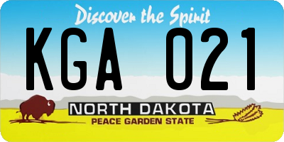 ND license plate KGA021