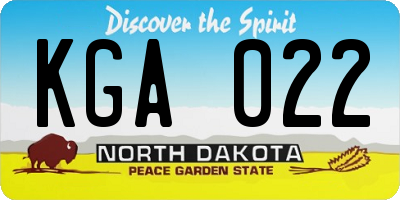 ND license plate KGA022