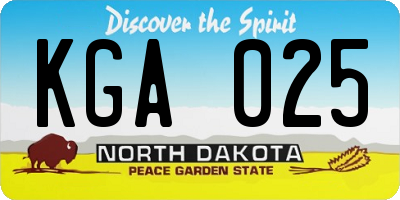 ND license plate KGA025