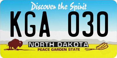ND license plate KGA030