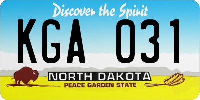 ND license plate KGA031
