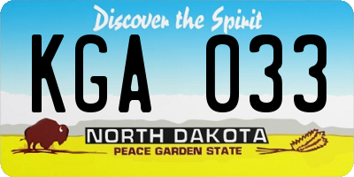 ND license plate KGA033
